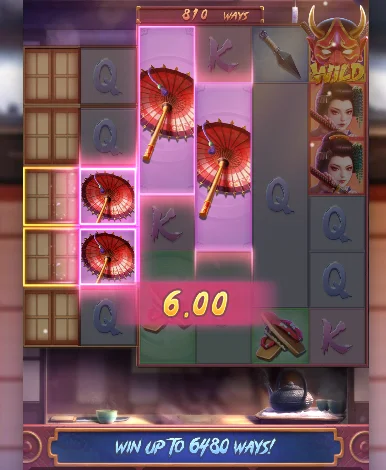 Scatter memicu Free Spins Cuplikan pemicu Free Spins oleh Scatter Geisha's Revenge