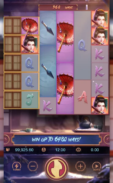 Verdict Geisha's Revenge Tangkapan layar adegan penentu pada slot Geisha's Revenge